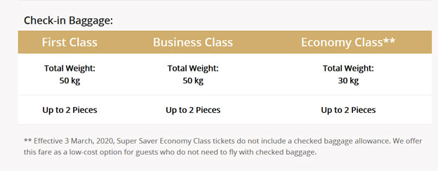 Oman airlines baggage outlet